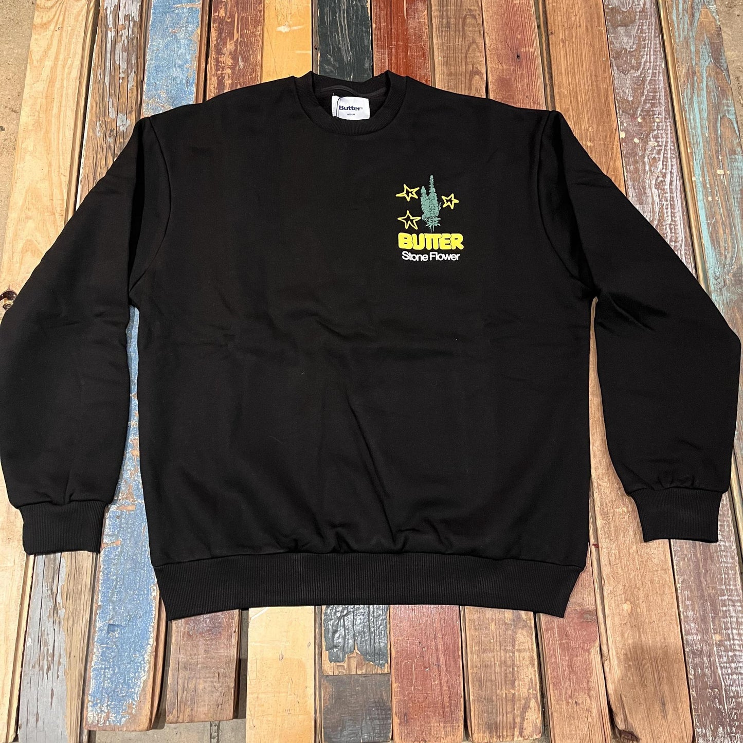 Stone Flower Crewneck Black