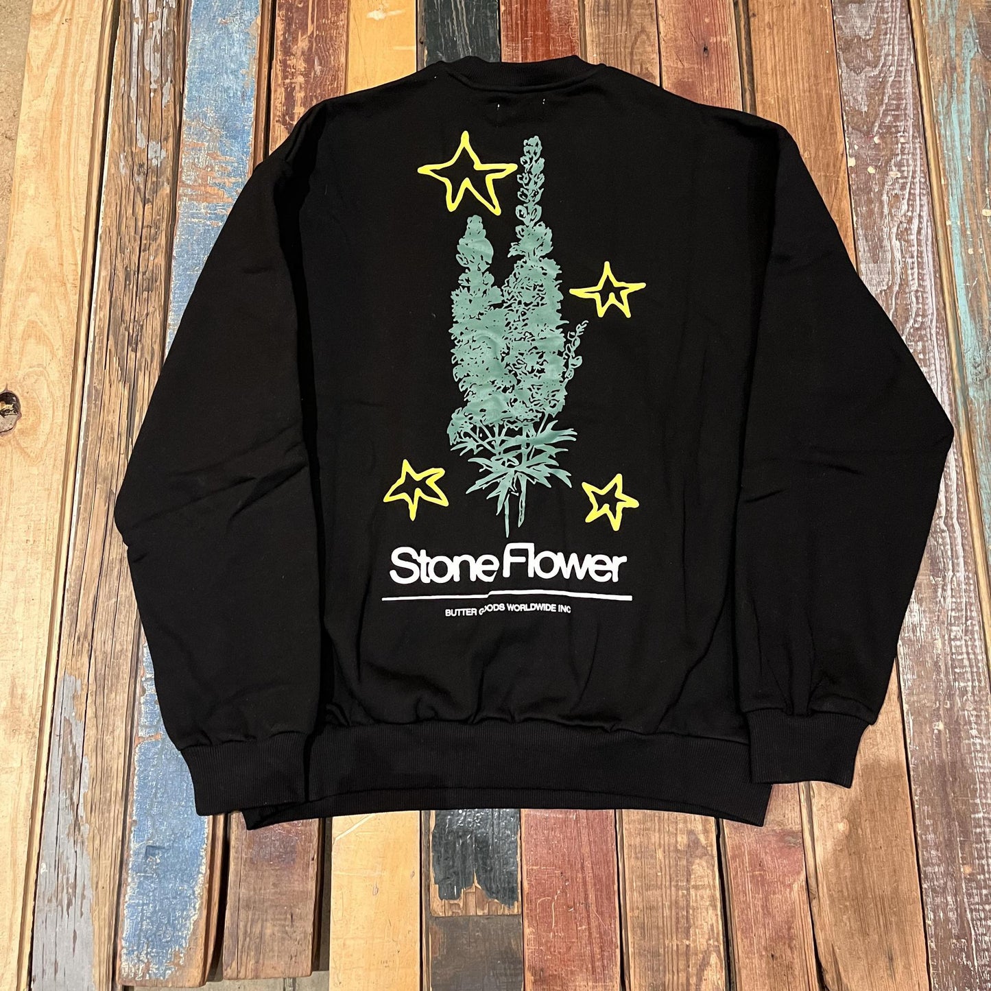 Stone Flower Crewneck Black