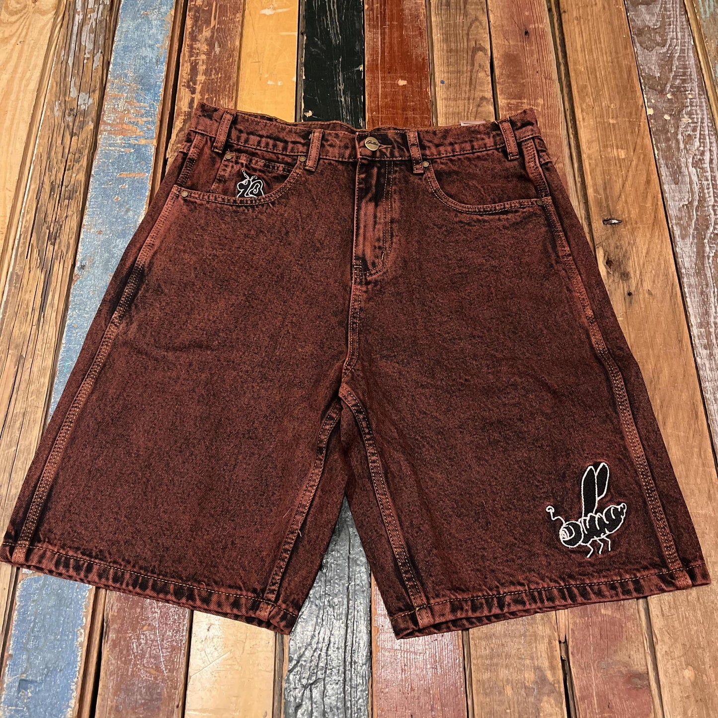Critter Baggy Denim Shorts Brick