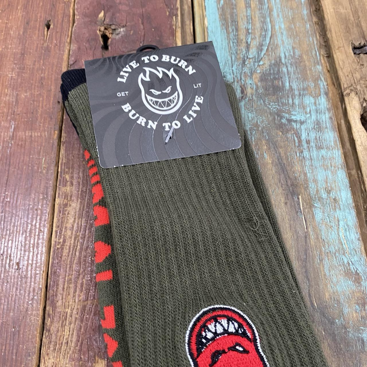 Spitfire Bighead Embroidered Socks (Olive/Blk/Red)
