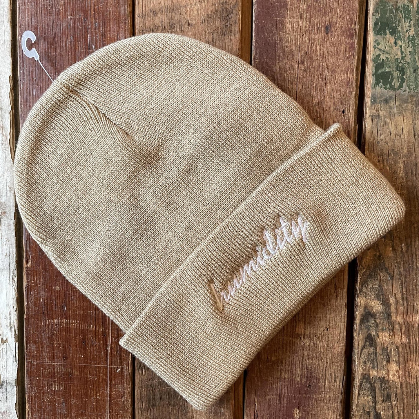 Embroidered Script Beanie