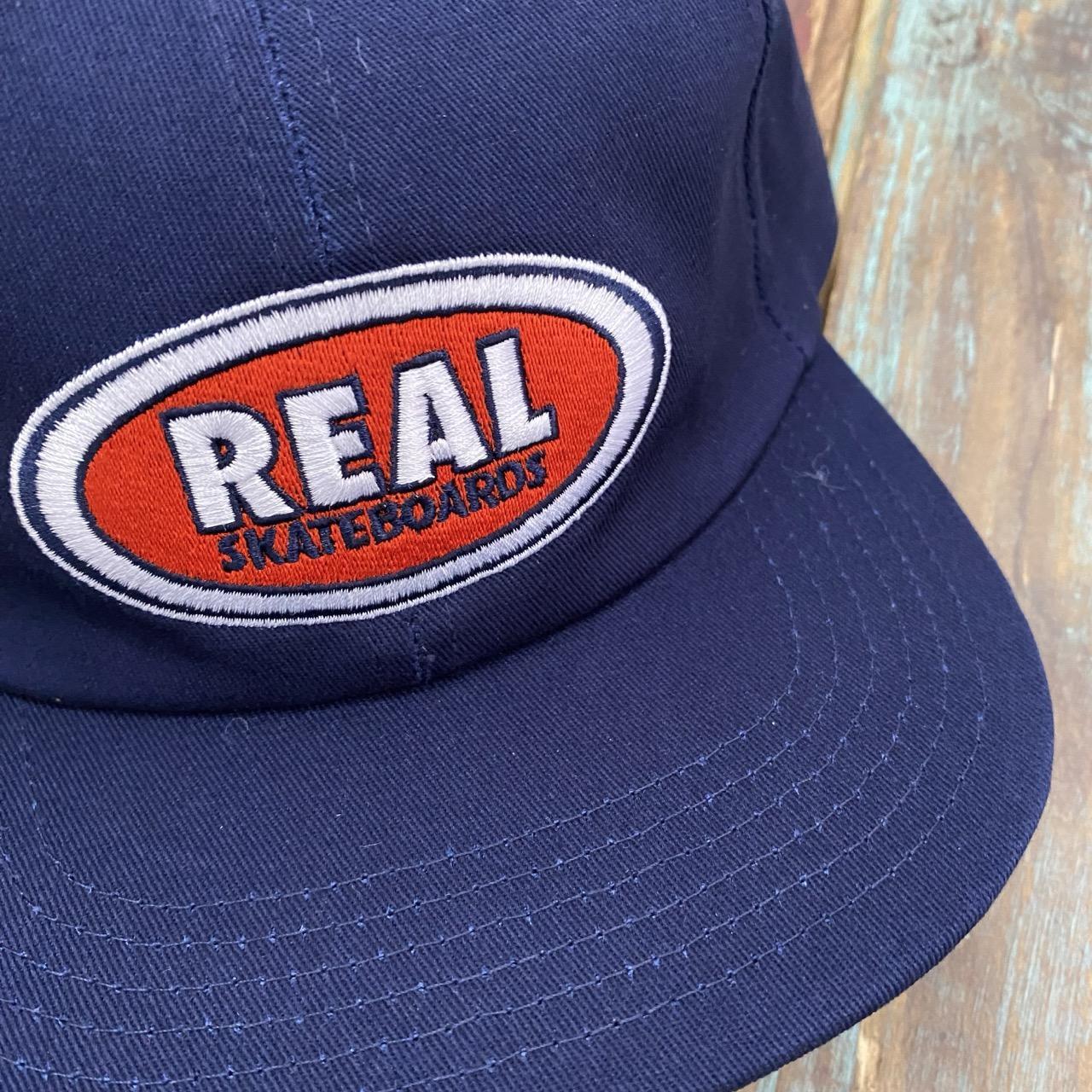 Real Skateboards Embroidered Strapback Hat (Navy/Red)