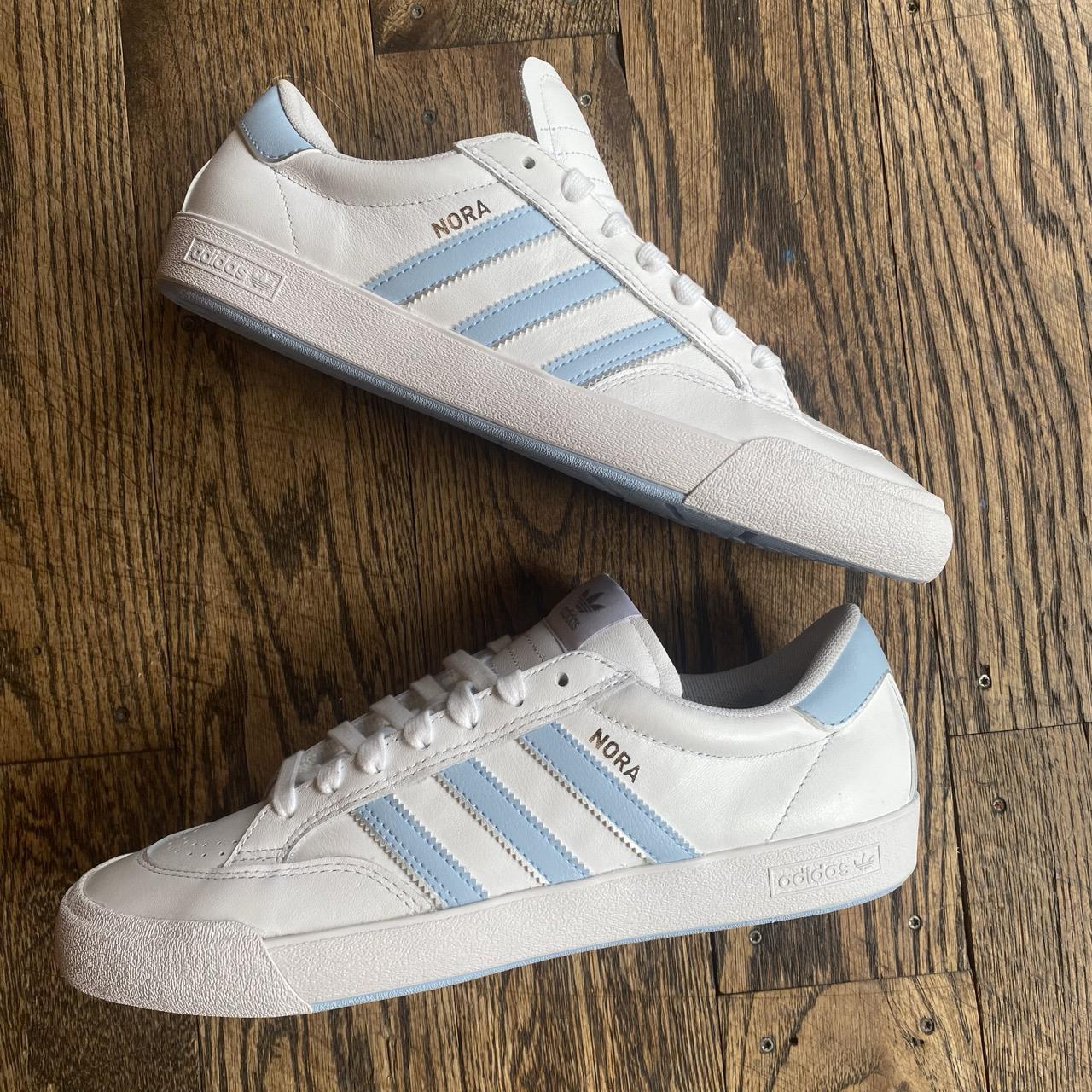 adidas gazelle silver green womens Adidas NORA (Cloud White / Clear Sky / Silver Metallic) – humidity