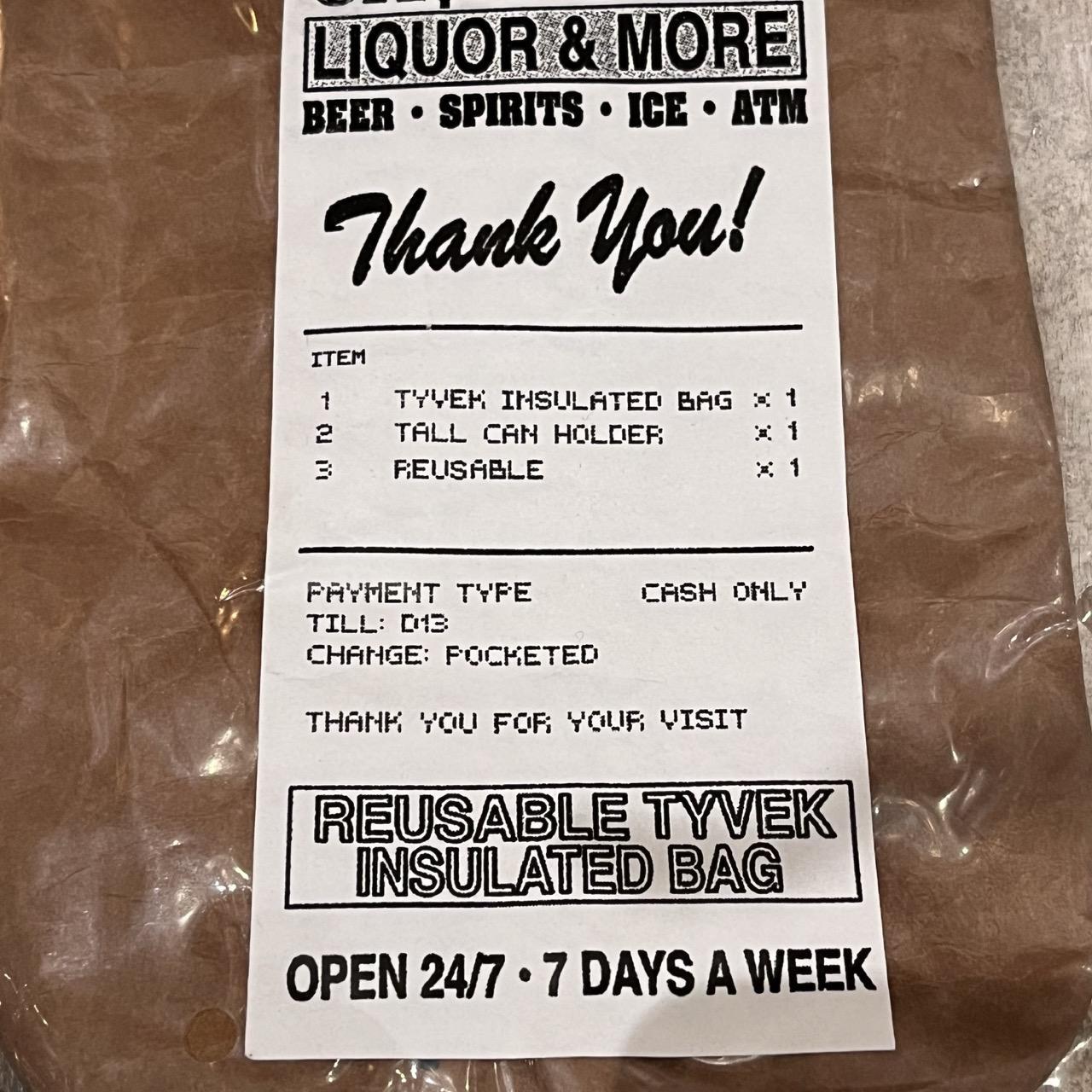 Cash Only Tyvek Brown Paper Bag