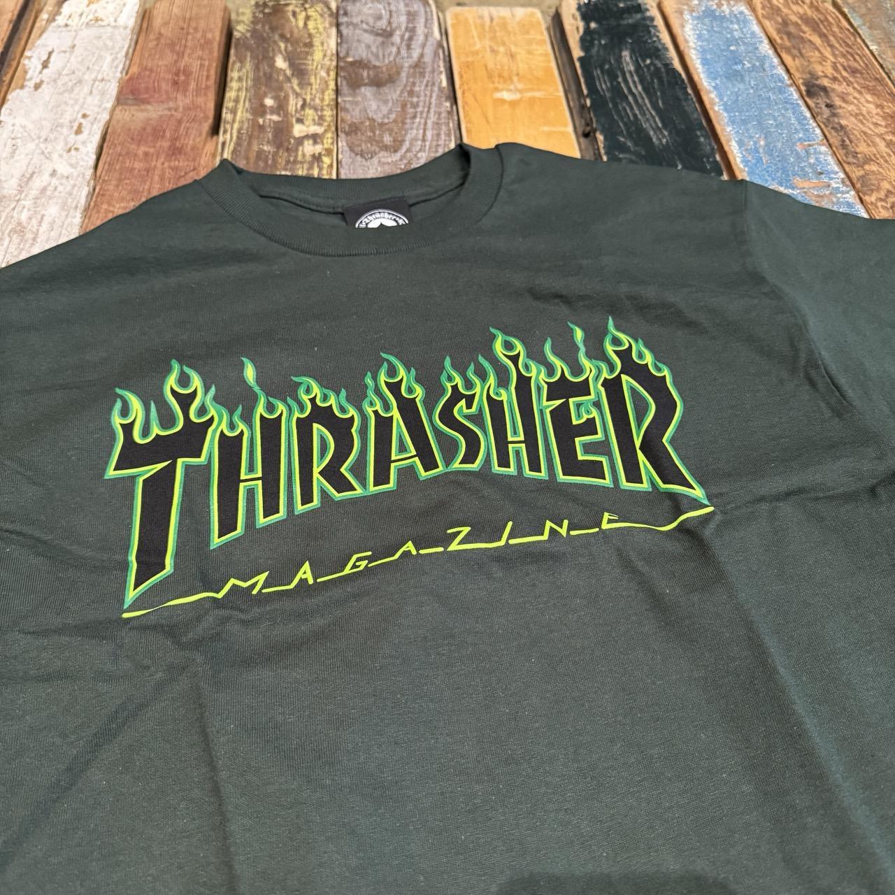 Thrasher Flame Green/Black T-Shirt - Forest Green