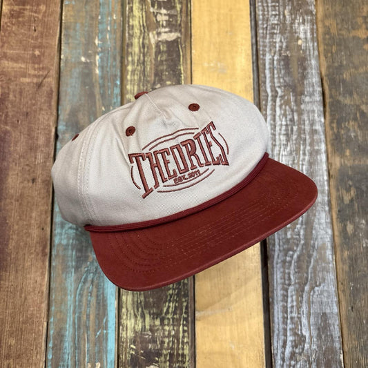 Theories PUNCHOUT Mid-Depth Crown Snapback Hat (Cream / Red)