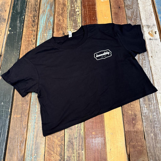 humidity (Puff Print) Cropped Badge Tee (Black/White)