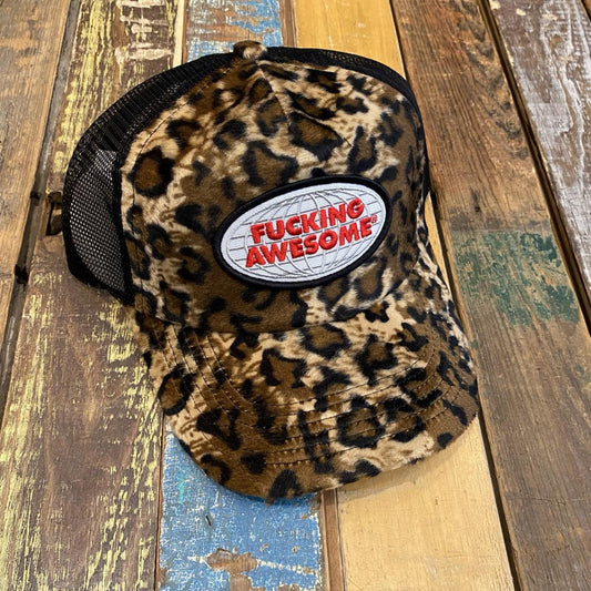 Fucking Awesome Patch Logo Leopard Trucker Hat