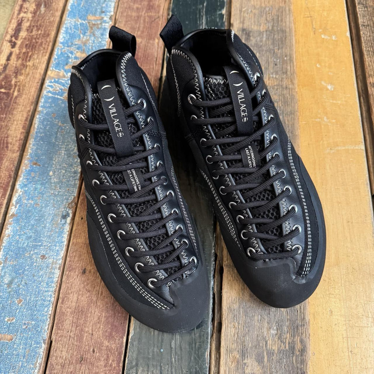 Village PM MID 1PM  - Black - Leather Suede / Canvas