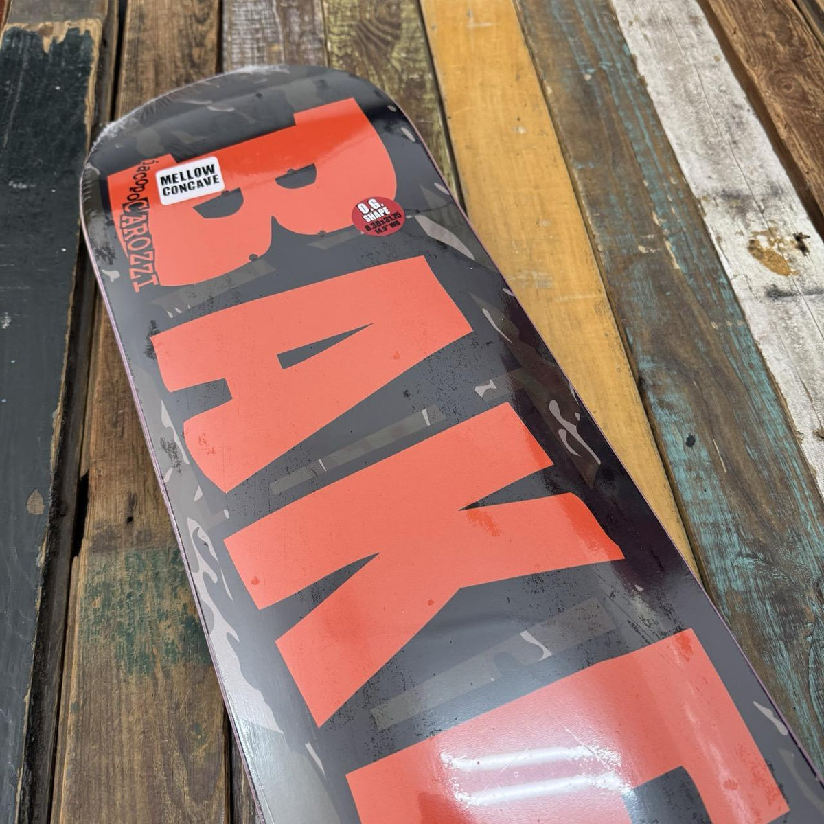 Baker Jacopo Carozzi Brand Logo Tiger Stripe Deck Twin-Tail 8.38"