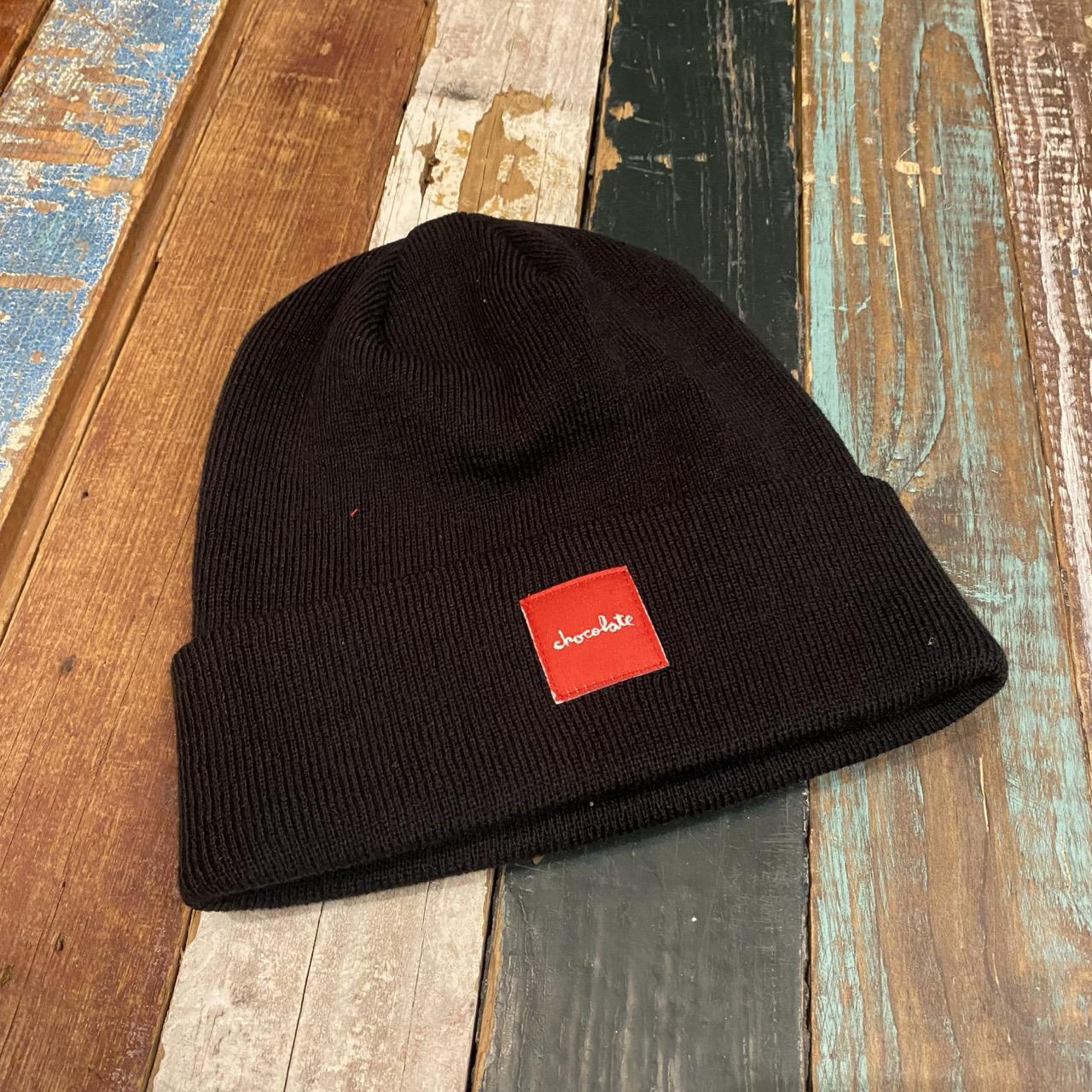 Chocolate Square Label Tight Cuff Beanie