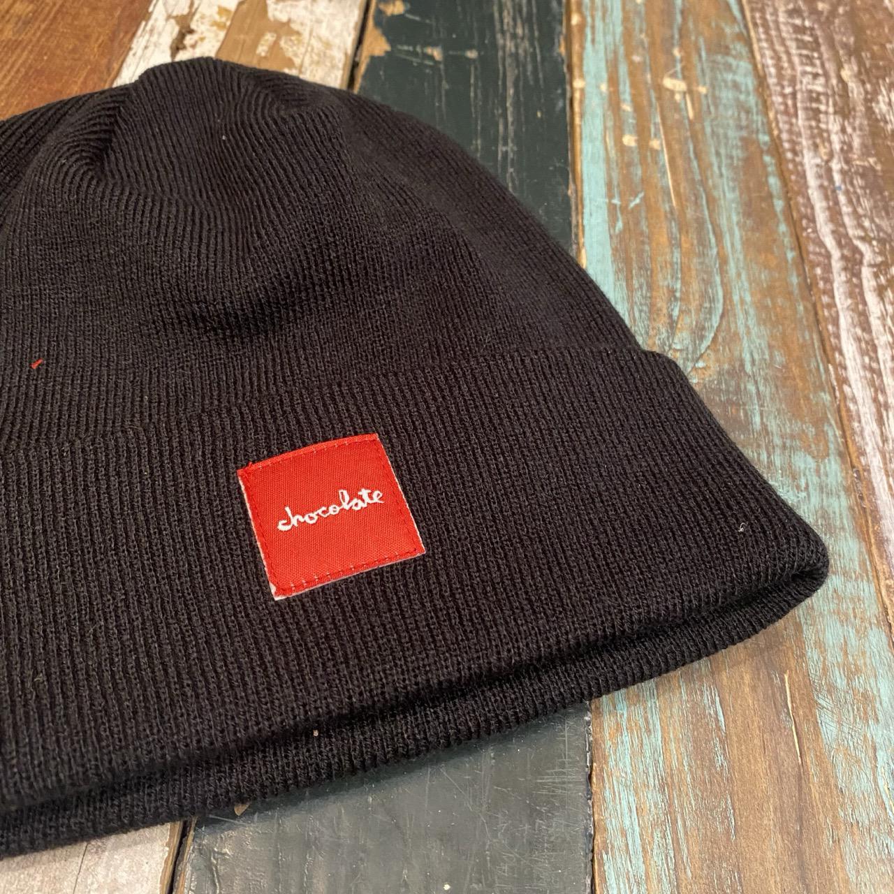 Chocolate Square Label Tight Cuff Beanie