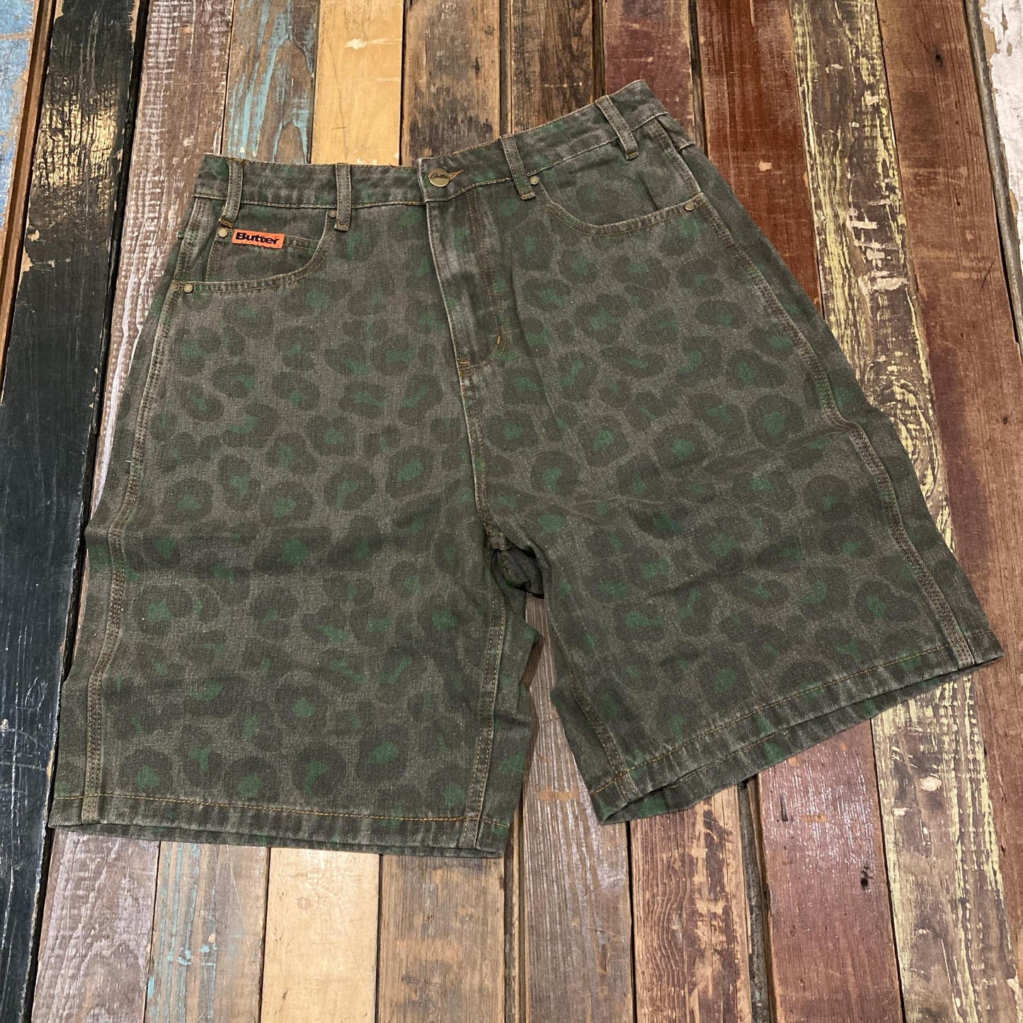 Leopard Denim Shorts