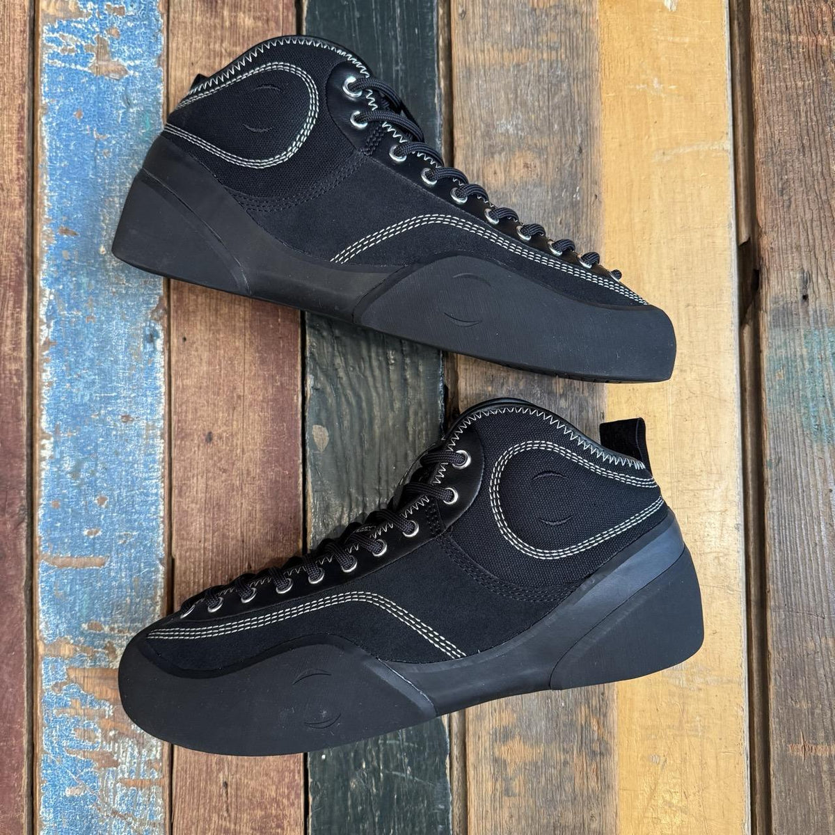 Village PM MID 1PM  - Black - Leather Suede / Canvas