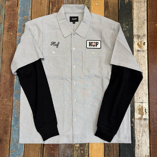 HUF X SPITFIRE Union Work Shirt - (BLACK/WHITE)