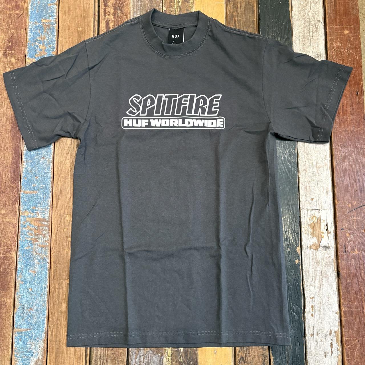 HUF X SPITFIRE Burn HEAVYWEIGHT Tee - (WASHED BLACK)