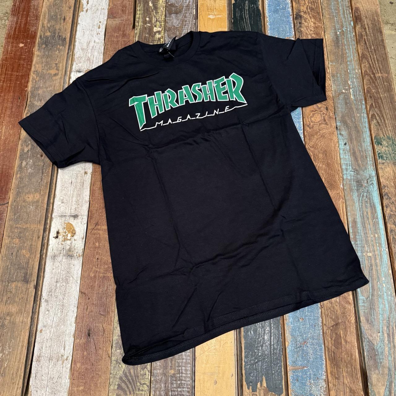 Thrasher Outlined White/Green T-Shirt - (Black)