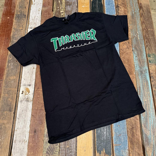 Thrasher Outlined White/Green T-Shirt - (Black)