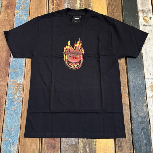 HUF X SPITFIRE Flame Galaxies Tee - (BLACK)